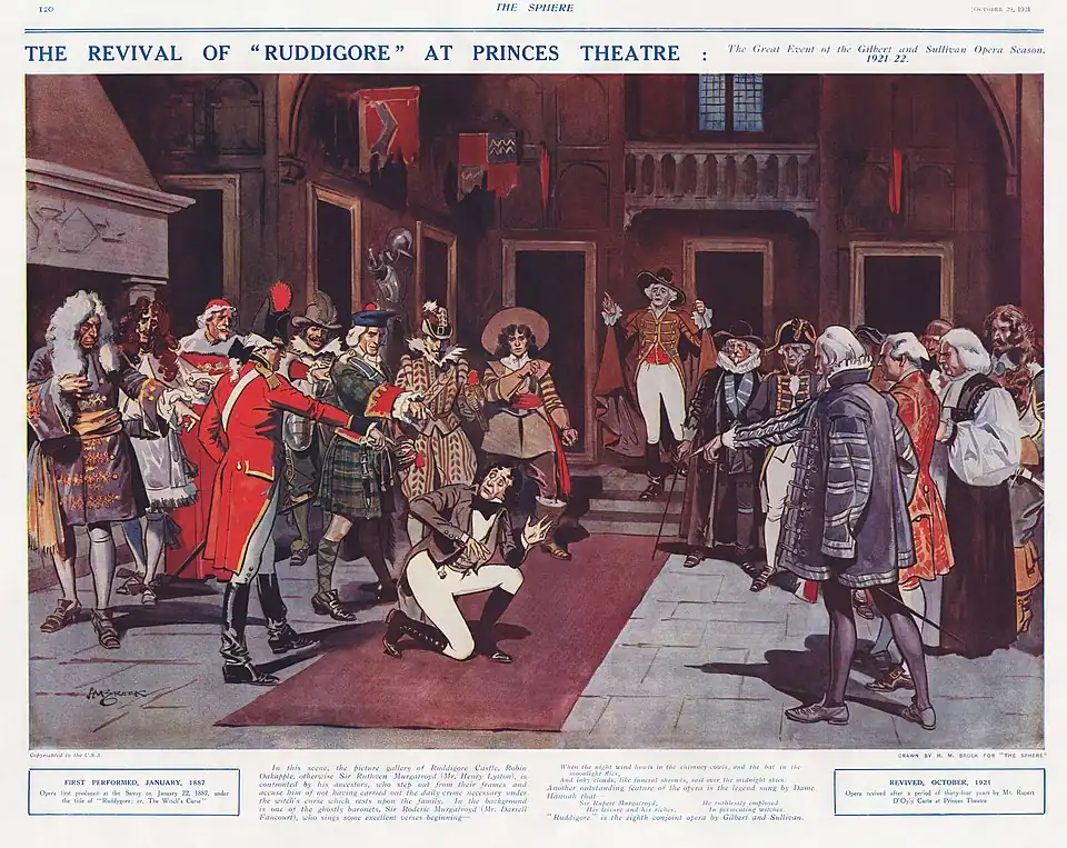 Illustration of the ghost scene from Ruddigore (1921)