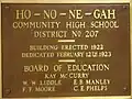 Dedication plaque from 1923
