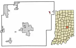 Location of Wilkinson in Hancock County, Indiana.