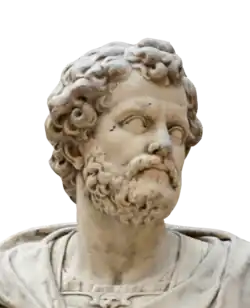 A black and white photograph of a bronze head depicting Hannibal
