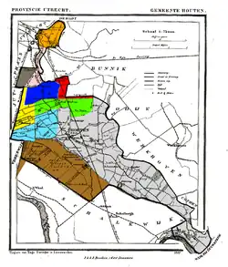 Houten in 1868, with Heemstede in yellow.