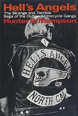 Book cover with a photo of a man in a denim jacket with patches