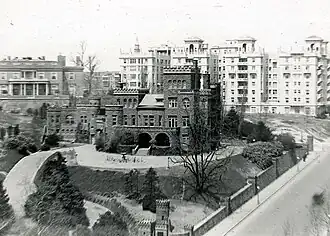 Photograph of a large stone house