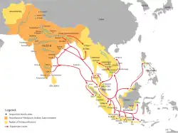 The spread of Hinduism.