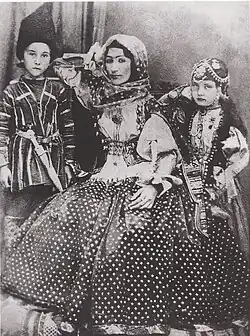 Khurshidbanu Natavan with her son Mehdigulu Khan Vafa and daughter Khanbike.