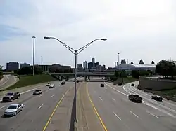 Chrysler Freeway with the Detroit skyline in the background