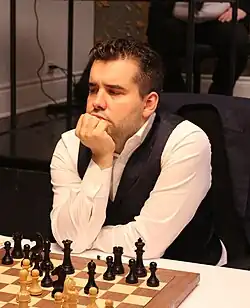 Nepomniachtchi staring ahead.