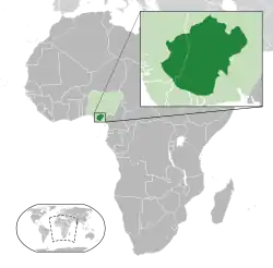 Location of&nbsp;Igboland&nbsp;(dark green) –&nbsp;in Africa&nbsp;(green &&nbsp;dark grey) –&nbsp;in Nigeria&nbsp;(green)