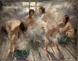 In a Russian Banya by Vitaly Tikhov, 1916