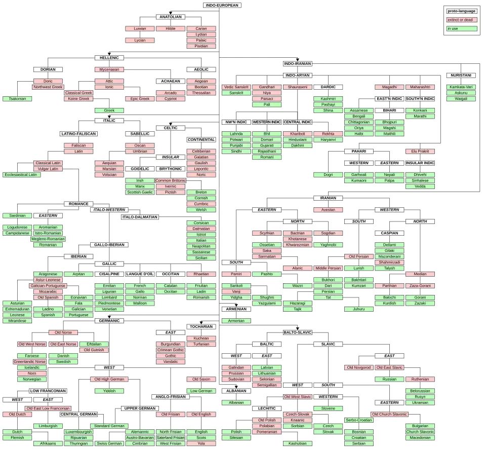 Partial tree of Indo-European languages.[82]