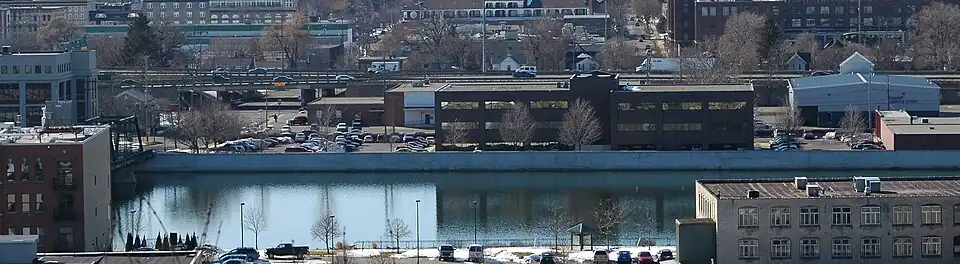 I-296/US&nbsp;131 viewed from across the Grand River