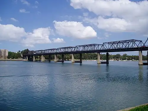 Iron Cove Bridge with Lilyfield in background, taken from Birkenhead Point