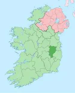 Location of County Kildare (dark green) in Ireland