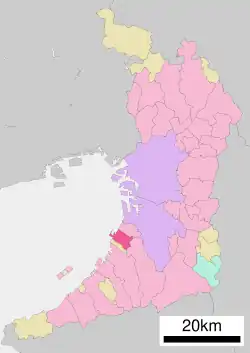 Location of Izumiōtsu in Osaka Prefecture