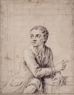 Chalk and pencil sketch of Jack Sheppard in Newgate Prison