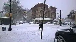 Snowfall in Brooklyn, New York on January 26