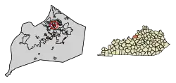 Location of Graymoor-Devondale in Jefferson County, Kentucky