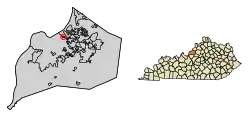 Location of Mockingbird Valley in Jefferson County, Kentucky