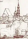 St John's Cathedral (left) and Jesuit Church, 1627.