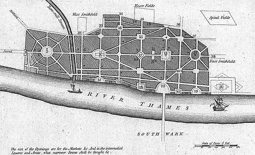 Image 18John Evelyn's plan for the rebuilding of London after the Great Fire (from History of London)