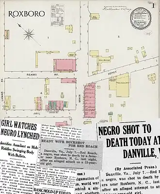 Old map of Roxboro