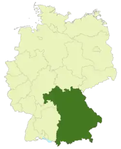 Map of Germany: Bavarian football association highlighted