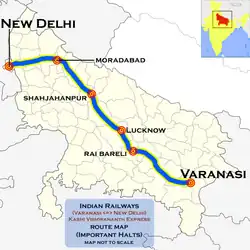 Anand Vihar–Varanasi Garibrath route map