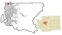 Location of Lake Forest Park in King County and Washington