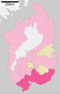 Location of Kōka in Shiga Prefecture