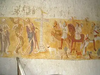 The "Tale of the Three Living and the Three Dead," Saint Germain church, La Ferté-Loupière (Yonne).