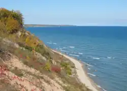 A view of Lake Michigan from bluffs in this county park