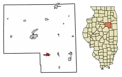 Location of Fairbury in Livingston County, Illinois.