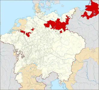 Brandenburg–Prussia within and outside of the Holy Roman Empire (1618)