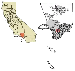 Location of Huntington Park in Los Angeles County, California.