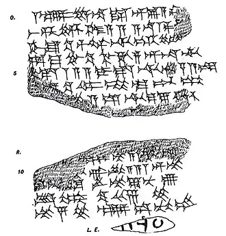 Line art showing use of abbreviated form of LÚ, one use, line 11.