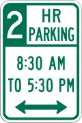 R7-108 Two hour parking (times)