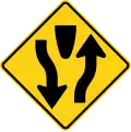 W6-1 Divided highway begins