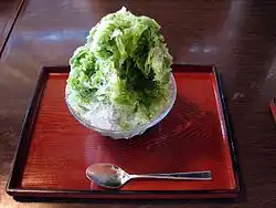 Japanese Kakigōri with green tea (matcha) flavoring