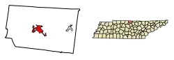 Location of Lafayette in Macon County, Tennessee