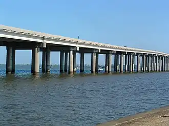 The Manchac Swamp Bridge, which carries I-55 over the Manchac Swamp