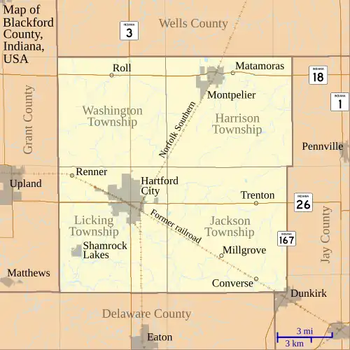 Hartford City Courthouse Square Historic District is located in Blackford County, Indiana