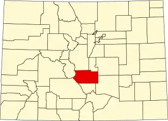 Map of Colorado highlighting Fremont County