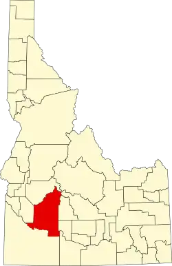 Map of Idaho highlighting Elmore County
