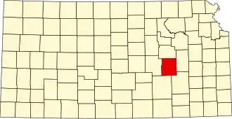 State map highlighting Chase County