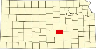 State map highlighting Harvey County