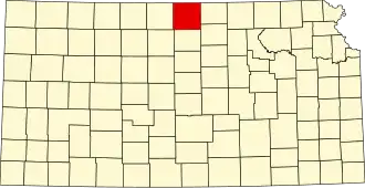 State map highlighting Jewell County