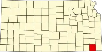 State map highlighting Labette County