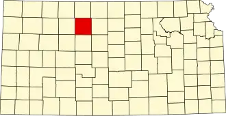 State map highlighting Rooks County