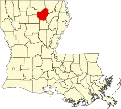 State map highlighting Ouachita Parish