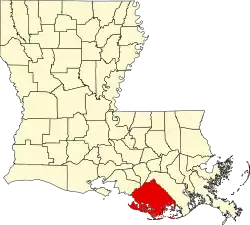 State map highlighting Terrebonne Parish